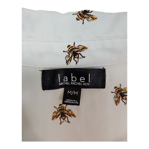 Label Rachel Roy Bee Print Button Down Sleeveless High Low Tunic Top Sz M - Picture 5 of 8